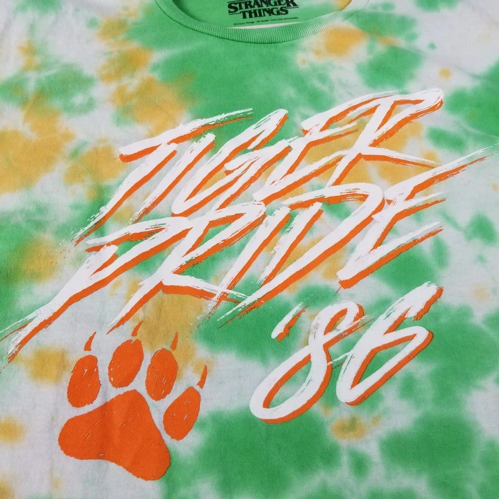 Stranger Things T Shirt Men's 2X 50 52 Green Yellow Tie Dye Tiger Pride 86‎ Tee